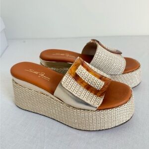 Sesto Meucci Sidon Raffia Espadrille Platform Slides Tortoise Buckle Spain 7